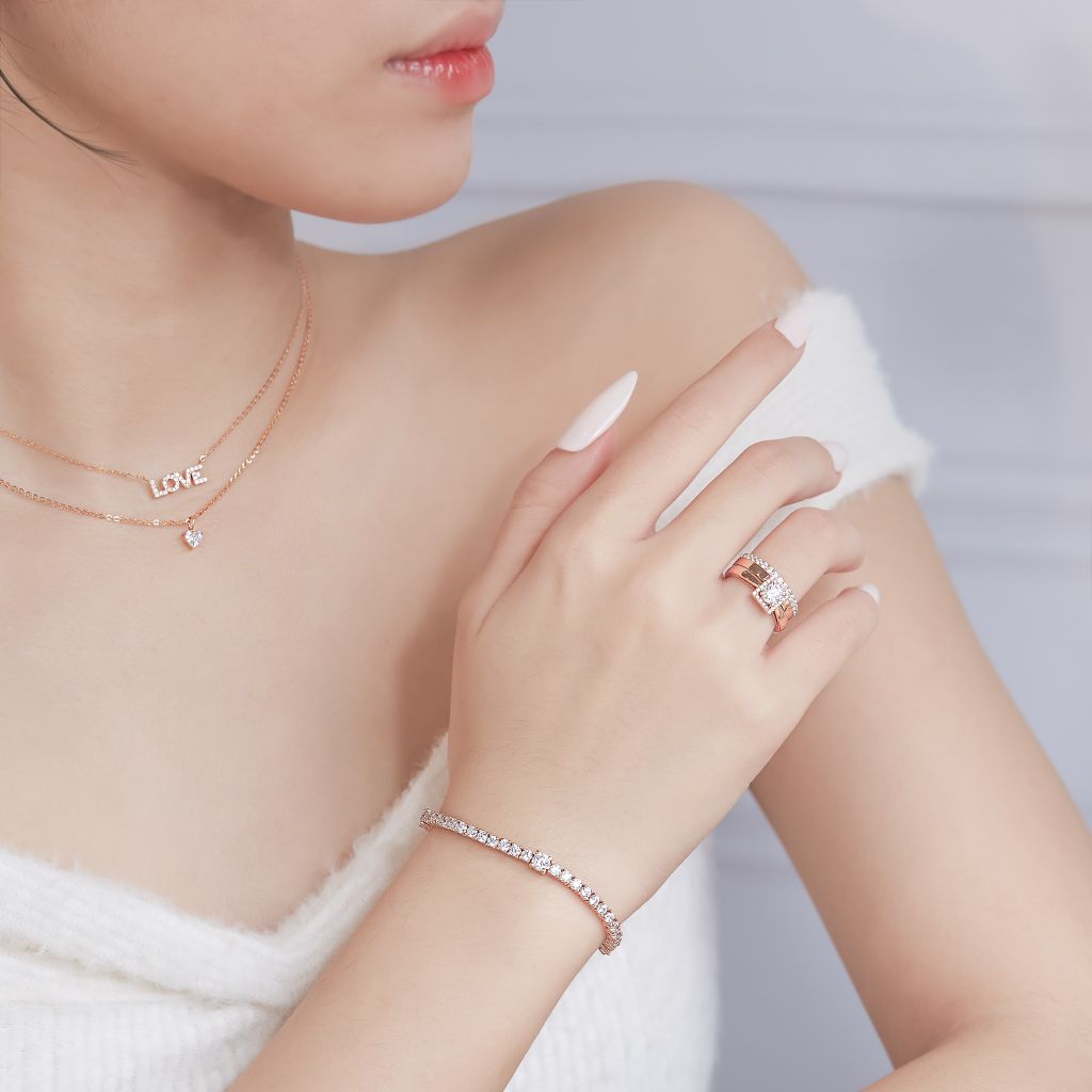  Nhẫn cầu hôn đơn giản vàng hồng 18k đẹp - Halo Rise | Gix Jewel 