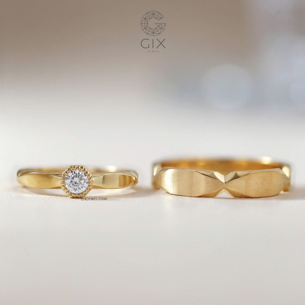 Nhẫn cưới vô cực vàng 18k đính full kim cương tấm Gix - GCR25050072