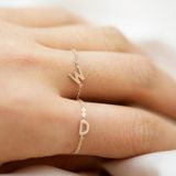  Nhẫn 18k nữ bạc đẹp đơn giản mặt chữ h mắc xích cá tính Gix Jewel 