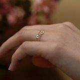  Nhẫn 18k nữ bạc đẹp đơn giản mặt chữ h mắc xích cá tính Gix Jewel 