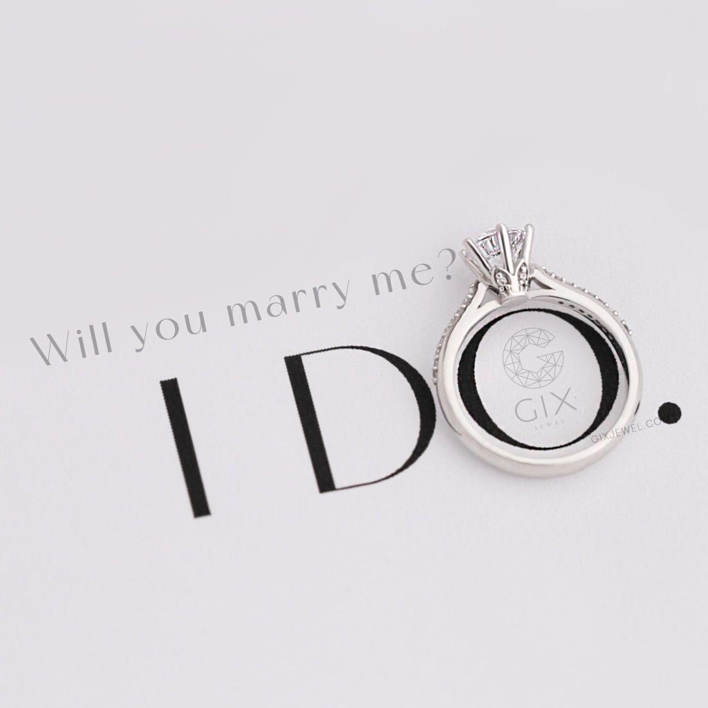 Nhẫn Cầu Hôn Kim Cương Vàng Tây Mạ Bạc Ý 925 Gix Jewel Đính Kim Cương