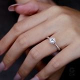 Nhẫn Cầu Hôn Kim Cương Vàng Tây 18K Gix Jewel Bạc 925 Đính Kim Cương 