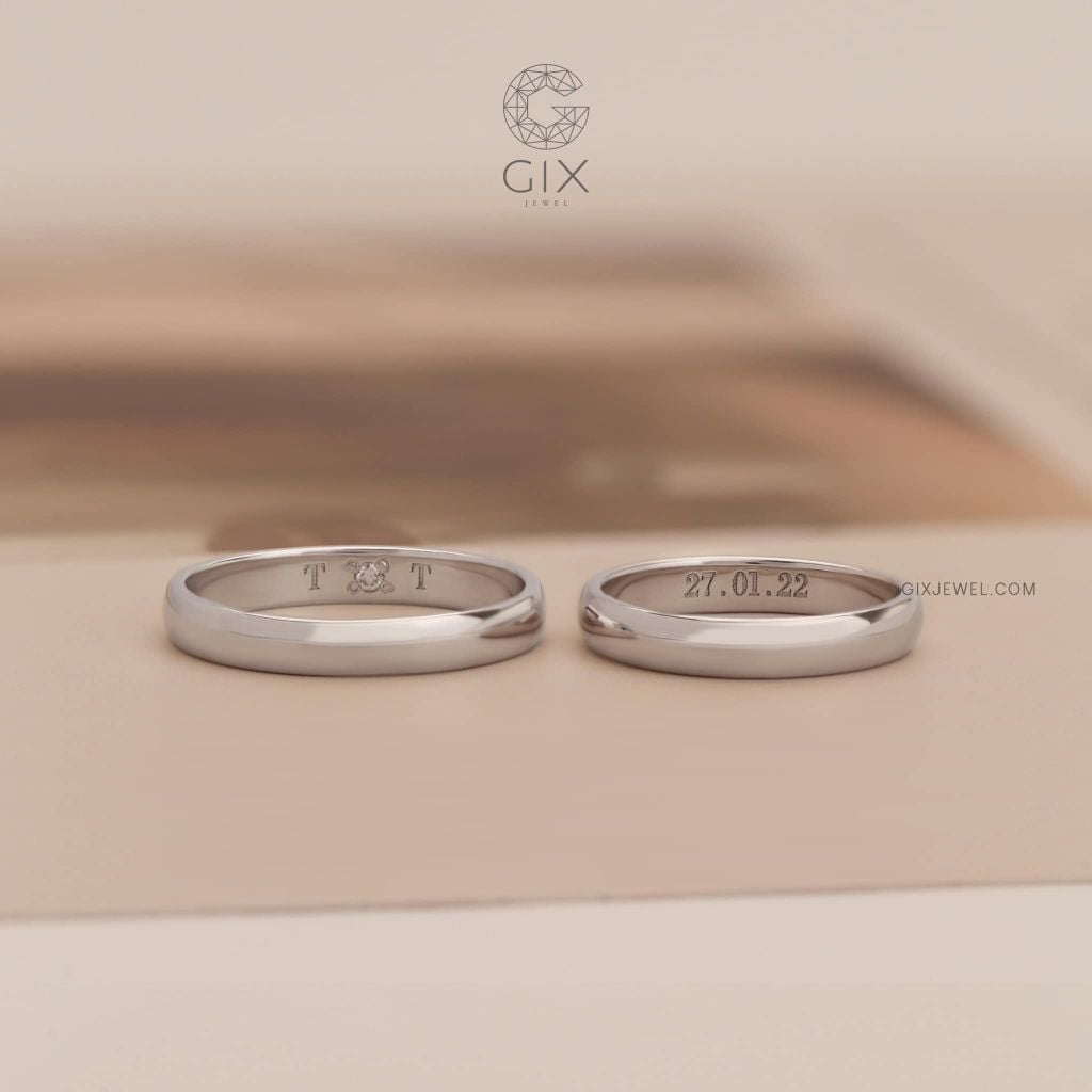  Nhẫn cưới trơn đẹp nhất vàng 18k đơn giản khắc tên theo yêu cầu Gix Jewel 