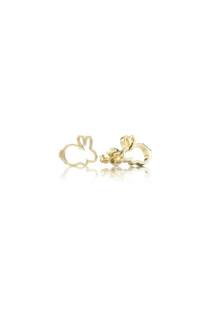  Bông tai vàng trắng bạc thật hình con thỏ dễ thương Gix Jewelry 