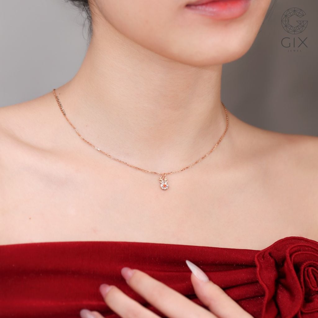  Vòng cổ handmade vàng 18k bạc ý 925 hình giáng sinh đính đá thời trang GixJewelry 