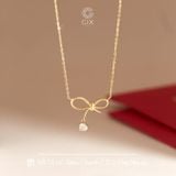  Dây chuyền vàng nữ đẹp vàng hồng 18k sợi chữ cong hình nơ xinh đính đá Gix 