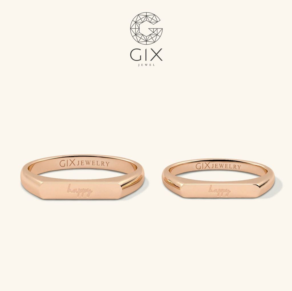 Nhẫn cưới vàng 14k khắc tên đính đá cao cấp - GCR25050081
