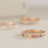  Nhẫn nữ 18k vàng trắng & bạc nữ cao cấp đính đá cầu vòng nhiều màu Gix Jewelry 