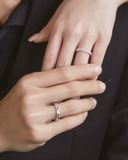  Cặp nhẫn cưới vàng tây 14k kiểu Hàn Quốc đính hột xoàn đẹp Gix Jewelry 