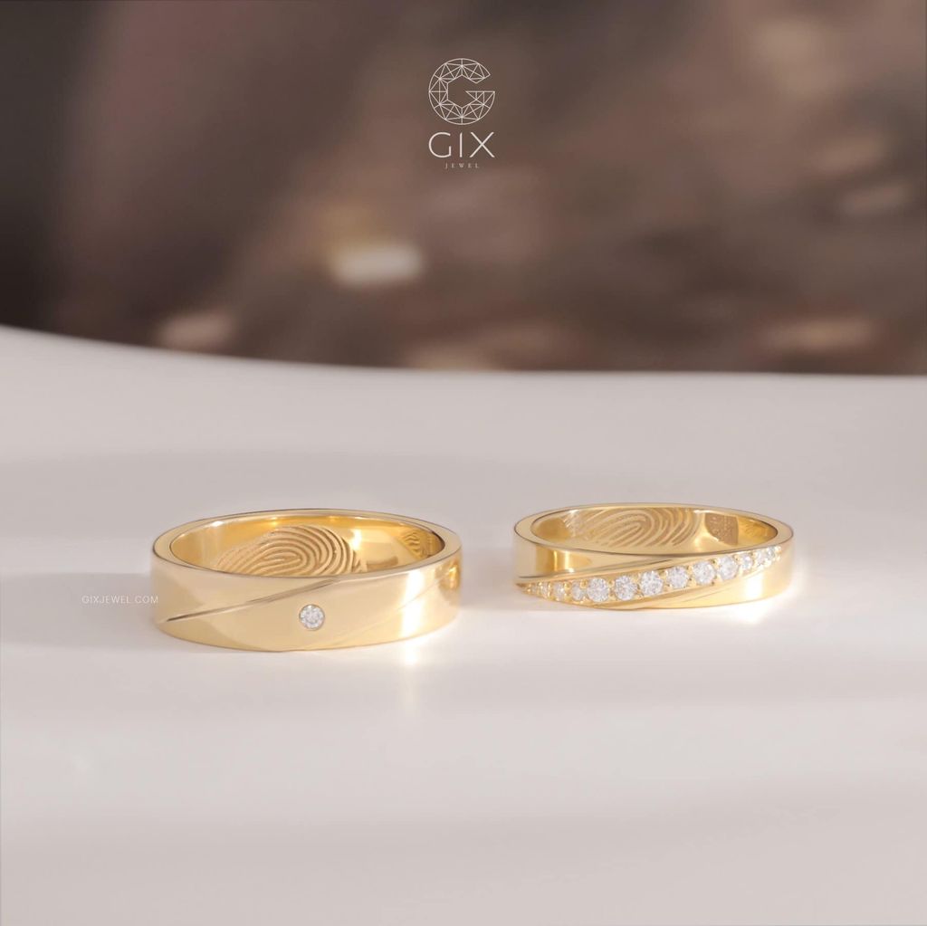  Nhẫn cưới vàng hồng rose gold đẹp sang trọng khắc vân tay - Vireon | Gix Jewel 