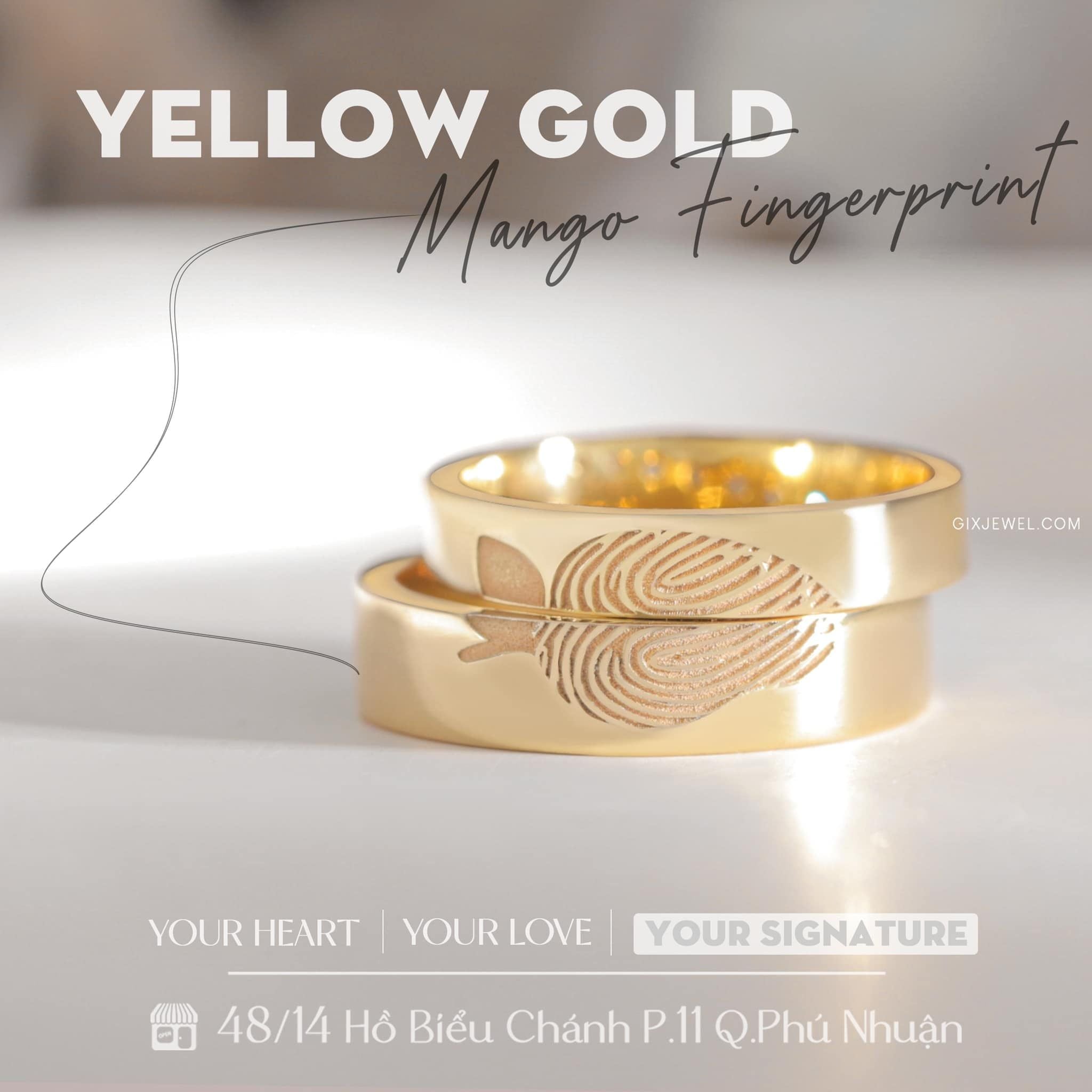  Nhẫn cưới vàng 18k khắc vân tay thiết kế đơn giản khắc tên Gix Jewel 