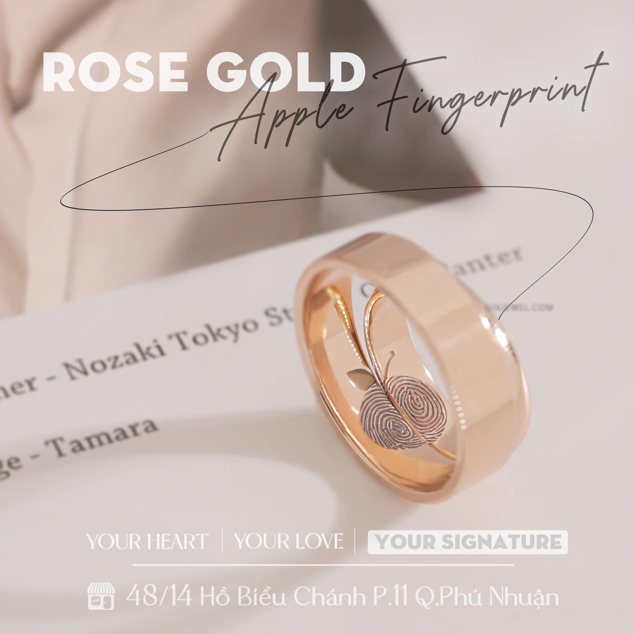  Nhẫn cưới vàng 18k khắc vân tay thiết kế đơn giản khắc tên Gix Jewel 