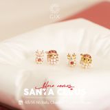  Bông tai đẹp cho nữ bạc 925 mạ vàng 18k hình ông già noel đính moissanite Gix Jewel 