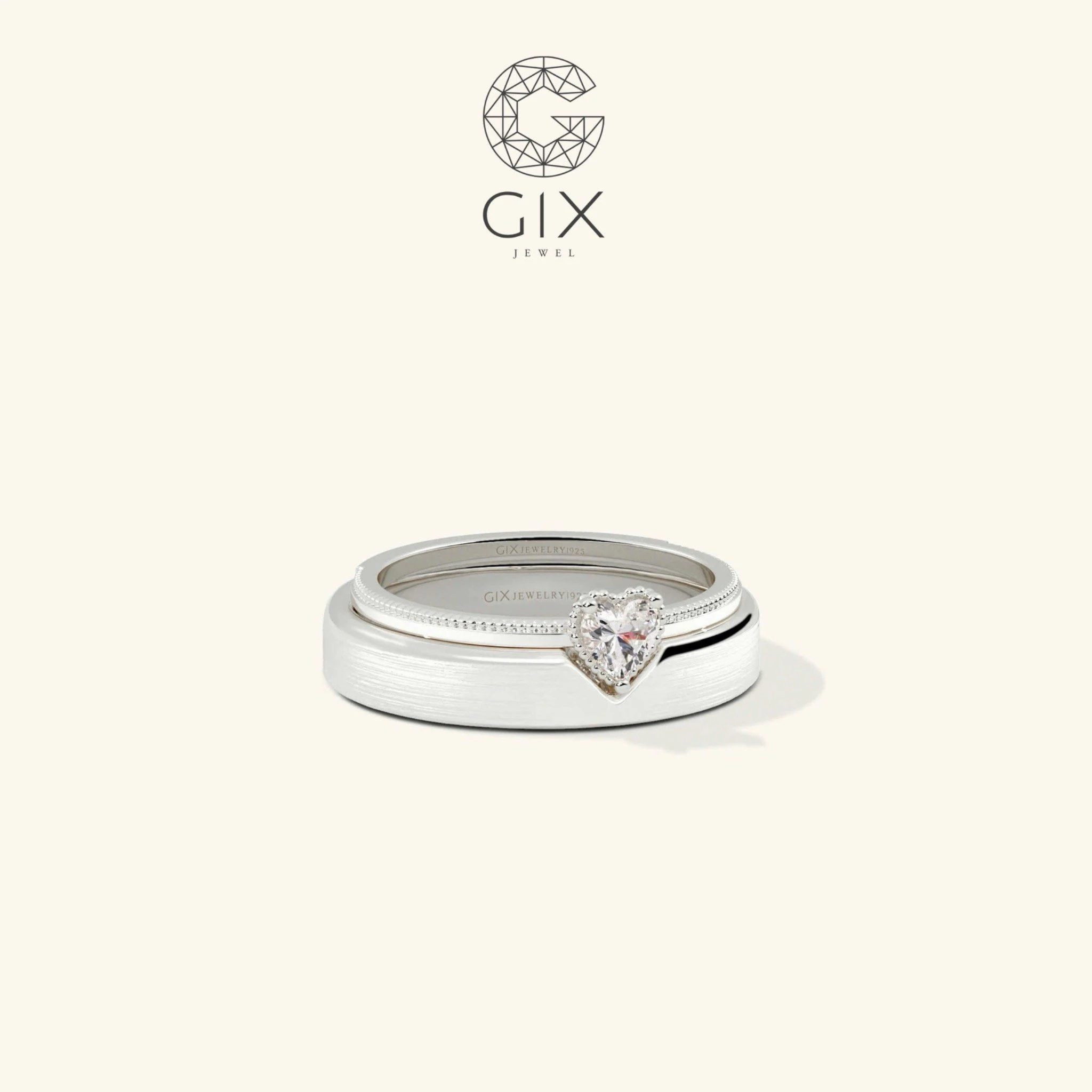  Nhẫn Cưới Vàng 14K Hình Trái Tim Đẹp Đính Moissanite Gix - GCR25050086 