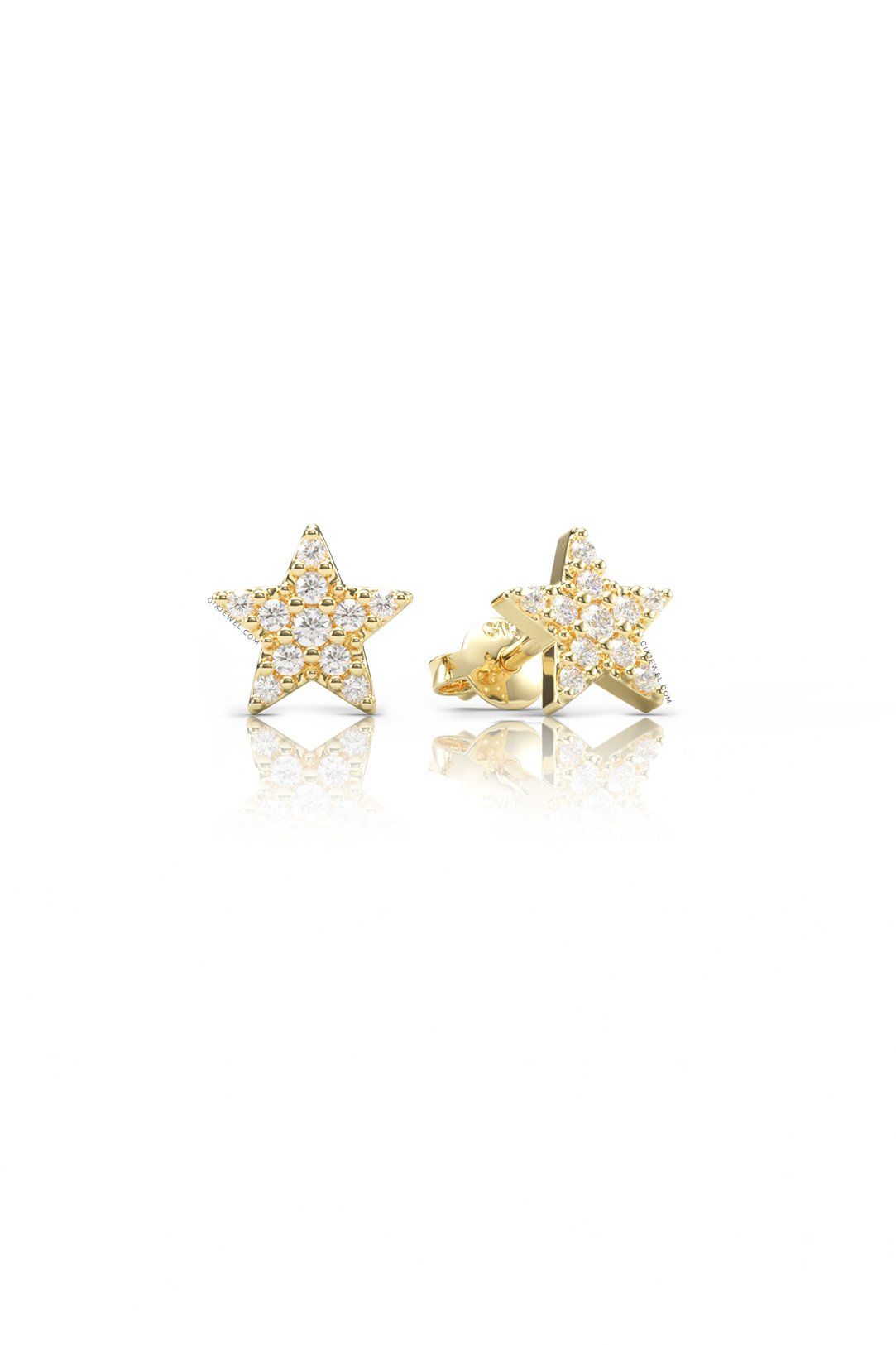  Khuyên tai vàng tây 18k bạc ý 925 đẹp hình ngôi sao đính kim cương đeo vành tai Gix 