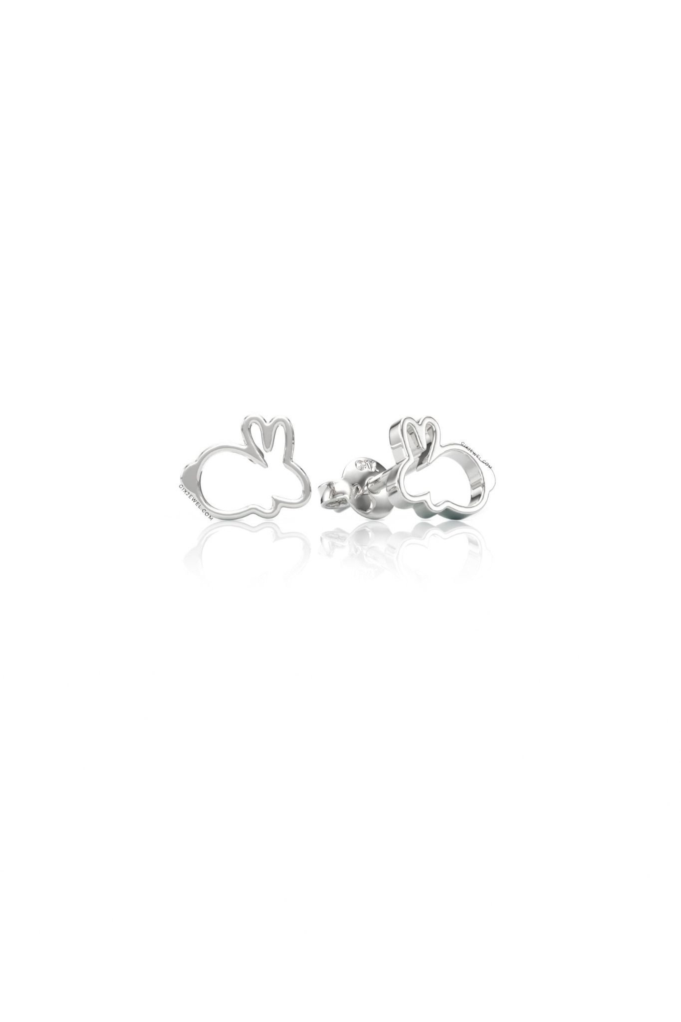  Bông tai vàng trắng bạc thật hình con thỏ dễ thương Gix Jewelry 