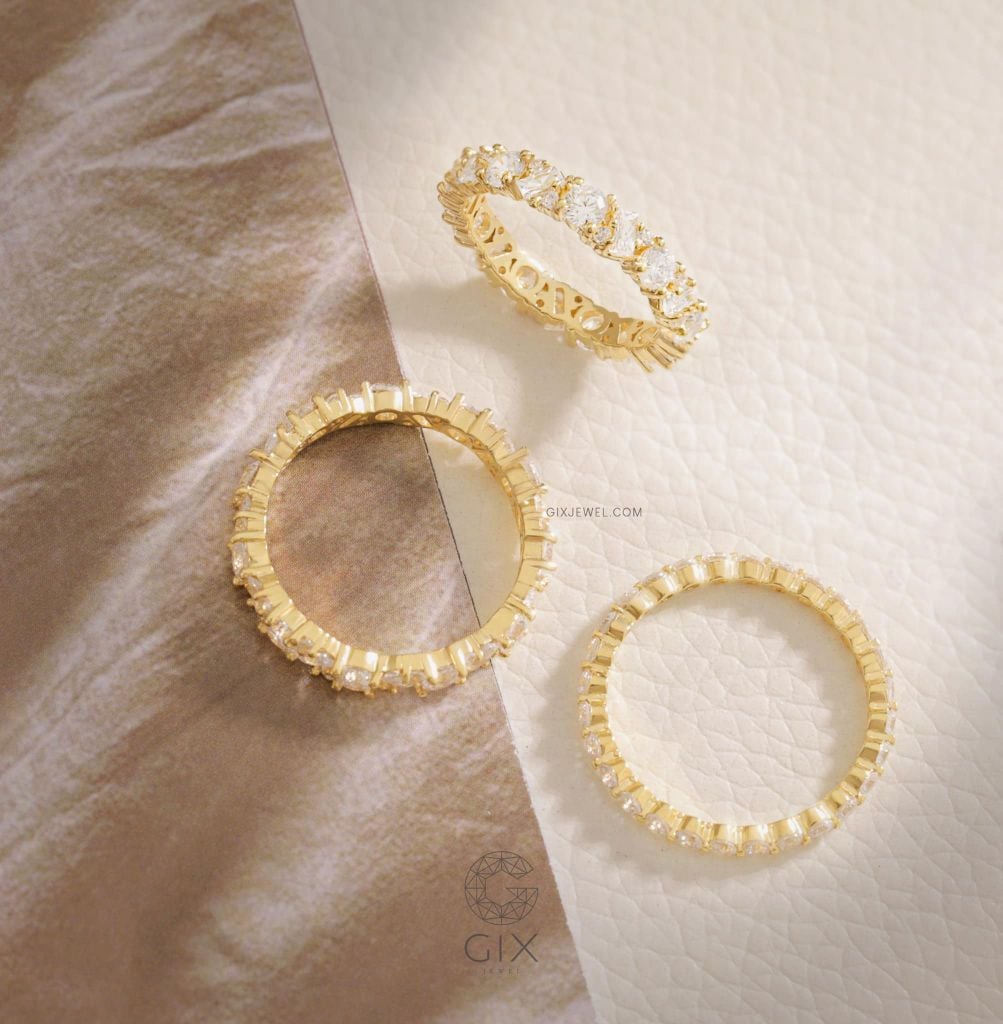 Nhẫn Bạc S925 Nữ Đẹp Gix Jewel Mạ Vàng Trắng Đính Đá CZ Cao Cấp