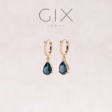  Bông tai cho mẹ khoen tròn vàng 18k tòng teng đá phong thuỷ topaz sang trọng Gix 