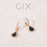  Bông tai cho mẹ khoen tròn vàng 18k tòng teng đá phong thuỷ topaz sang trọng Gix 