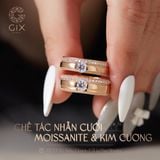  Nhẫn cưới đẹp vàng hồng 18k thời trang kiểu mới đính đá Moissanite Gix Jewel 