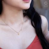  Dây chuyền khắc tên khoen lật vàng 18k mặt trái tim đính đá cao cấp Gix Jewelry 