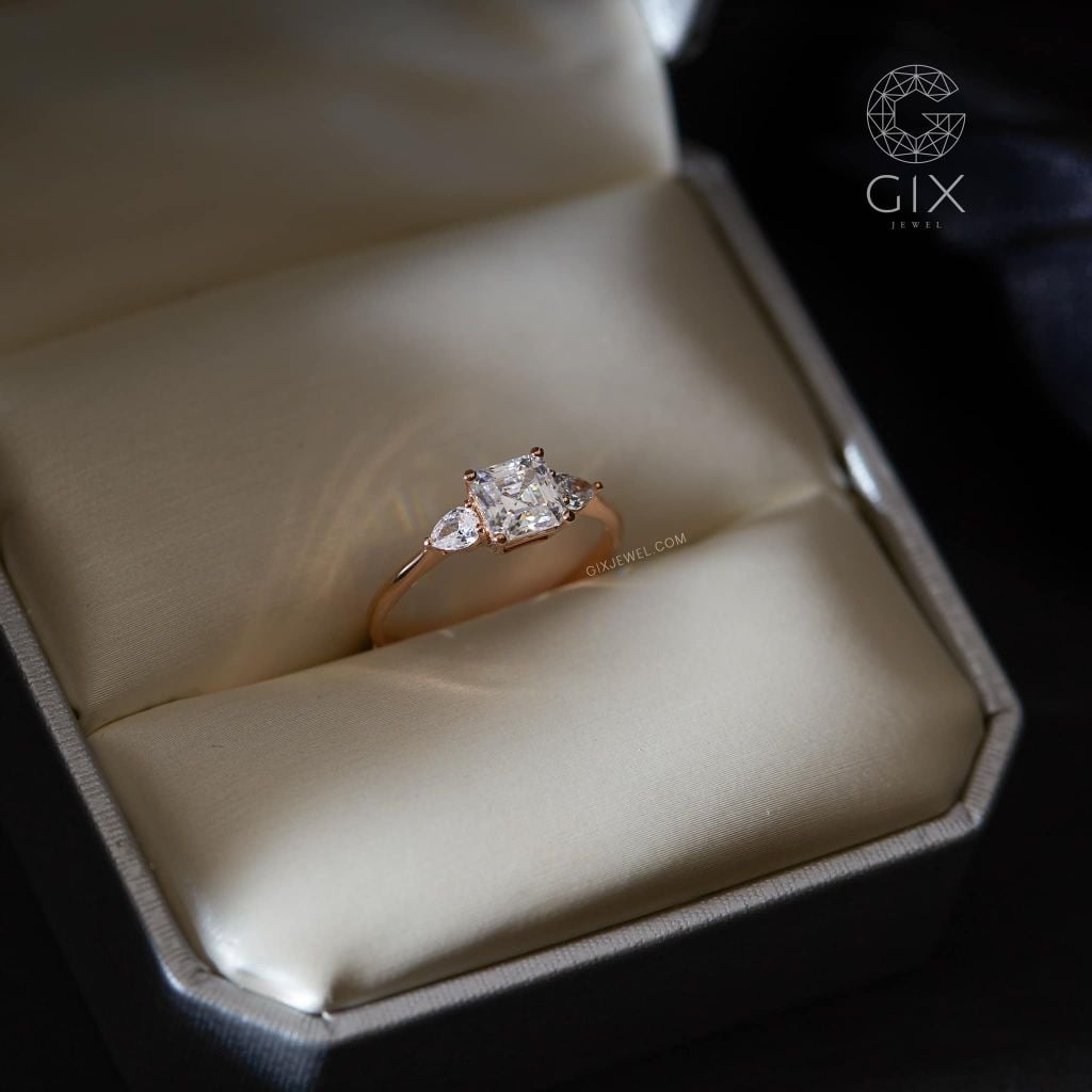 Mẫu nhẫn đính hôn đẹp vàng trắng 18k kim cương cao cấp infinity love Gix