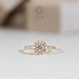  Nhẫn cầu hôn Halo bạc mạ vàng hồng 18k đơn giản đính kim cương nhân tạo Gix Jewelry 