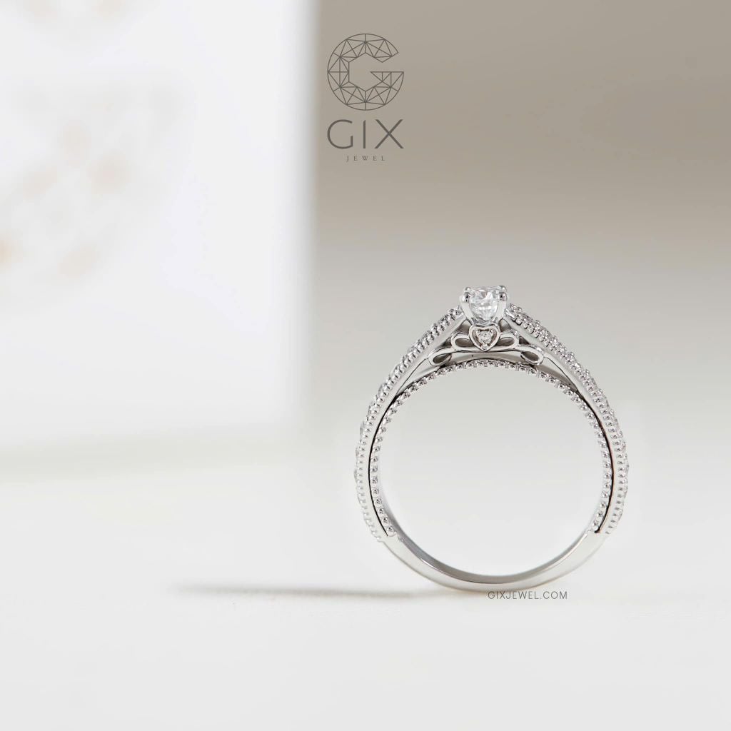  Nhẫn cầu hôn vàng trắng đẹp đính kim cương tự nhiên - Velvet Bond | Gix Jewel 