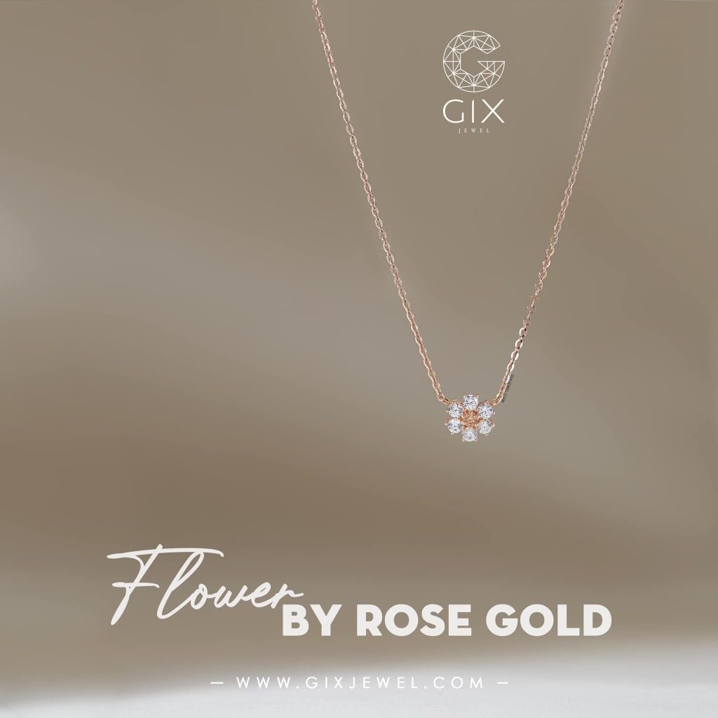 Vòng cổ hoa 4 cánh vàng tây nữ đính đá đeo ôm sát thời trang GixJewelry 