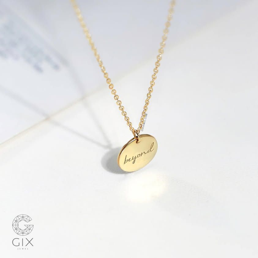  Dây chuyền đôi khắc tên cho nam nữ vàng trắng 18k sợi mảnh nhỏ Gix 