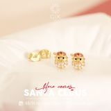  Bông tai đẹp cho nữ bạc 925 mạ vàng 18k hình ông già noel đính moissanite Gix Jewel 