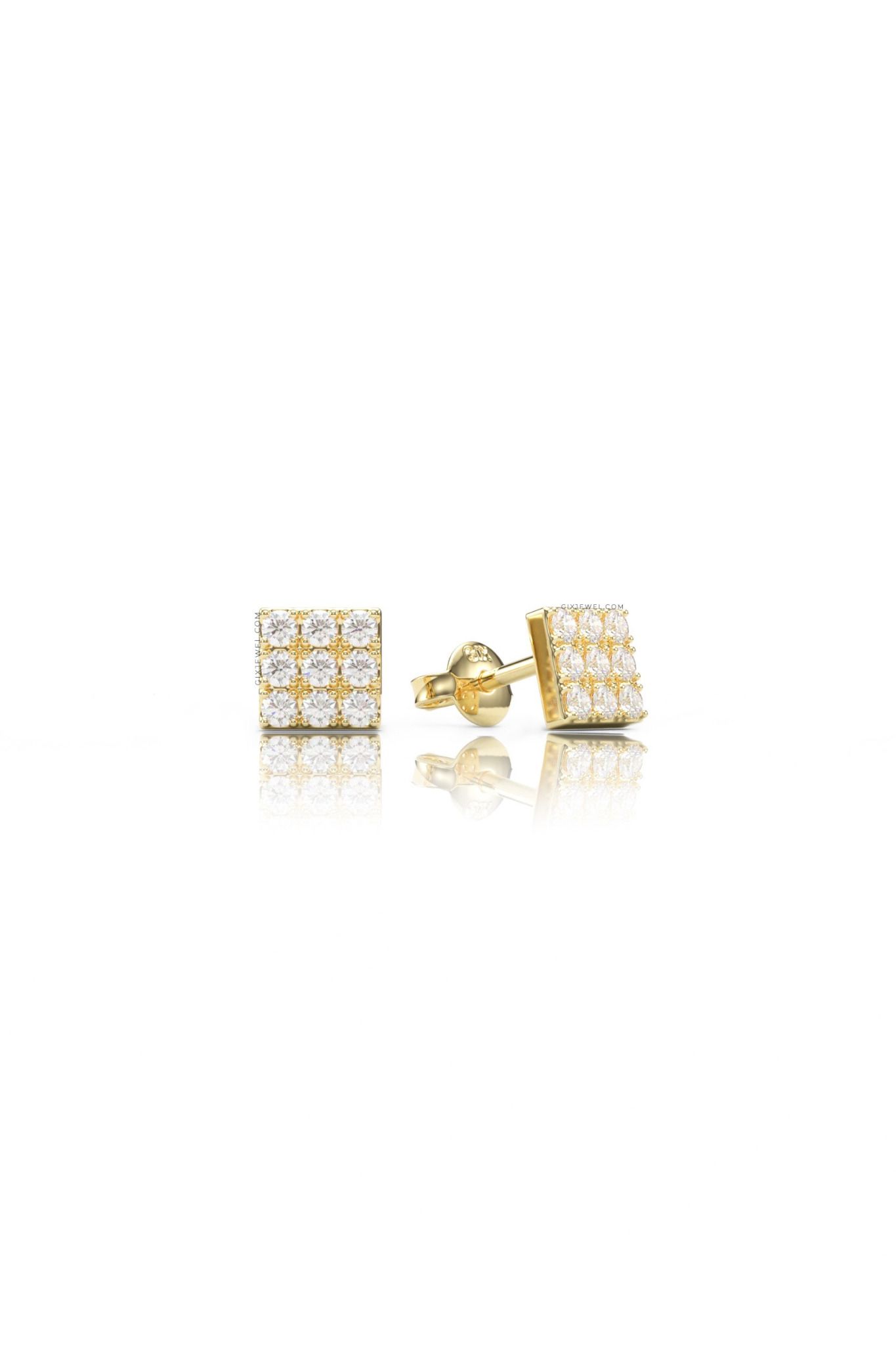  Hoa tai vàng tây cho trẻ em bạc ý hình vuông đính đá đẹp cao cấp Gixjewel 