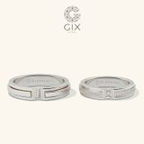  Nhẫn cưới kim cương vàng tây đẹp lạ bản vuông khắc hoa văn Gix Jewel 