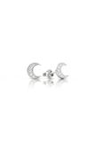  Bông tai đẹp bạc cho bé mạ vàng 18k hình mặt trăng đính đá Moissanite Gix Jewel 