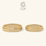  Nhẫn cưới vàng 18k đính kim cương khắc hoa văn Gix - GCR25050067 