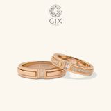  Nhẫn cưới vàng 14k đính kim cương khắc hoa văn Gix - GCR25050067 