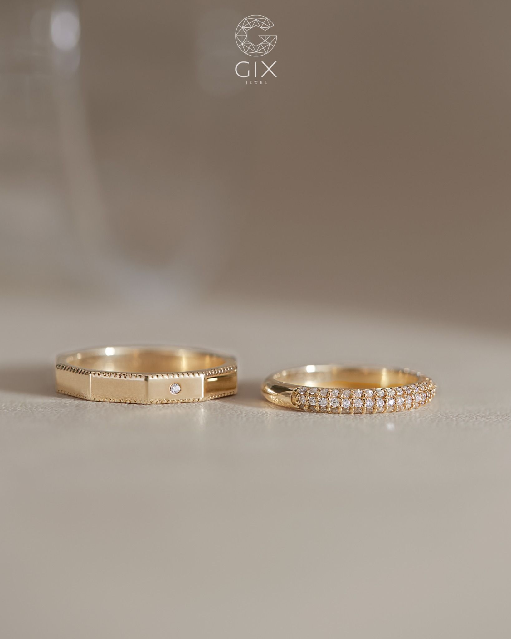  Nhẫn cặp đẹp đính đá Moissanite cao cấp Gix Jewel - GCR25050101 