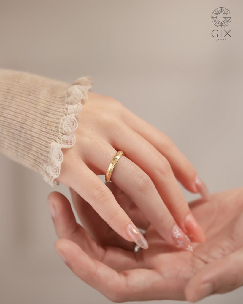  Nhẫn Cưới Vàng 14k Đẹp Nhám Xước Vintage Gix - GCR25050125 