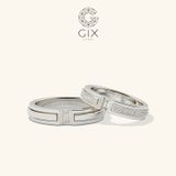  Nhẫn cưới vàng 610 đính kim cương khắc hoa văn Gix - GCR25050067 