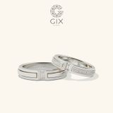  Nhẫn cưới kim cương vàng tây đẹp lạ bản vuông khắc hoa văn Gix Jewel 