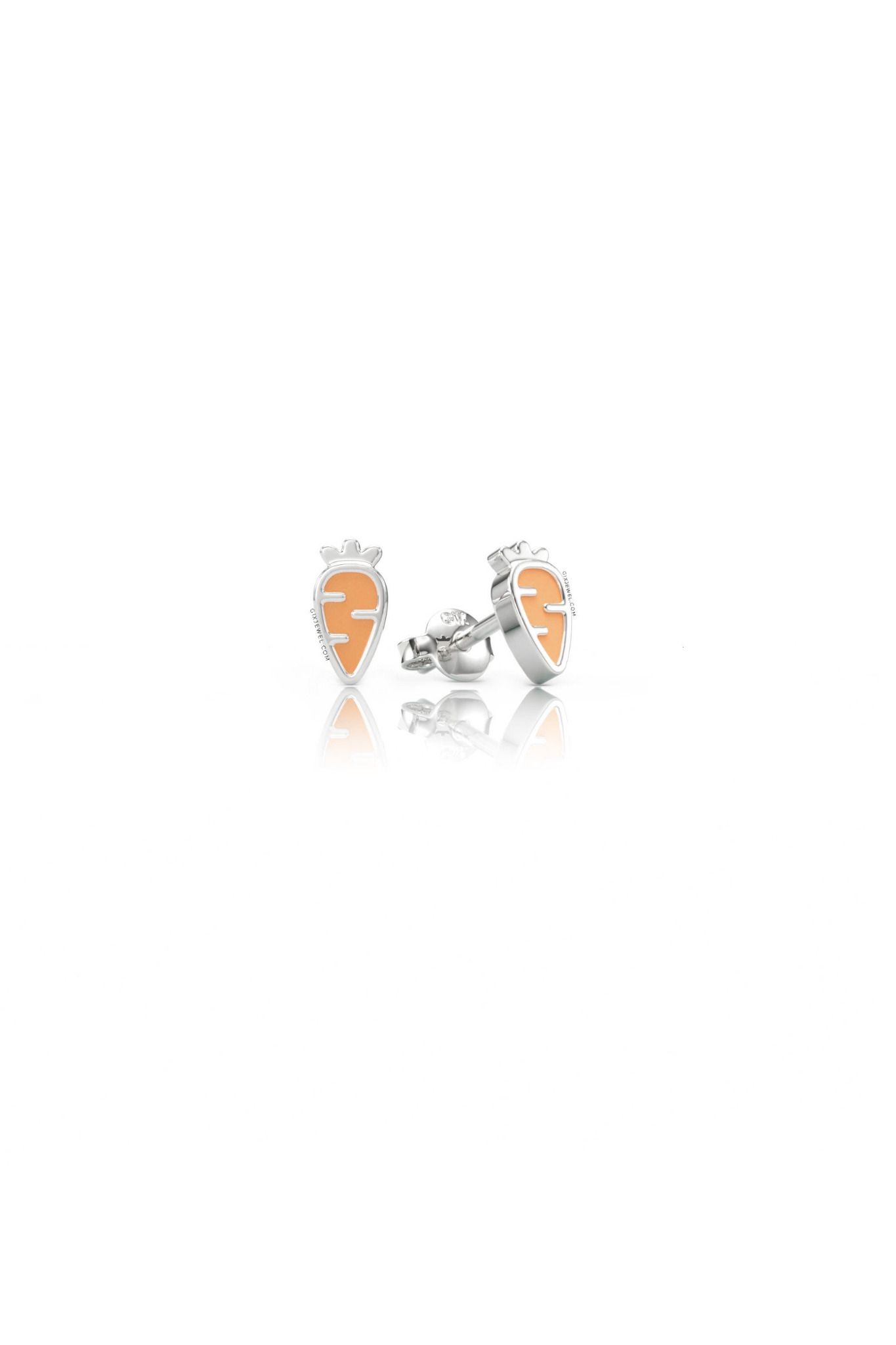  Khuyên tai cho bé vàng tây bạc ý 925 hình củ cà rốt cute Gix Jewel 