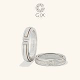  Nhẫn cưới kim cương vàng tây đẹp lạ bản vuông khắc hoa văn Gix Jewel 