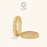  Nhẫn cưới vàng 18k đính kim cương khắc hoa văn Gix - GCR25050067 