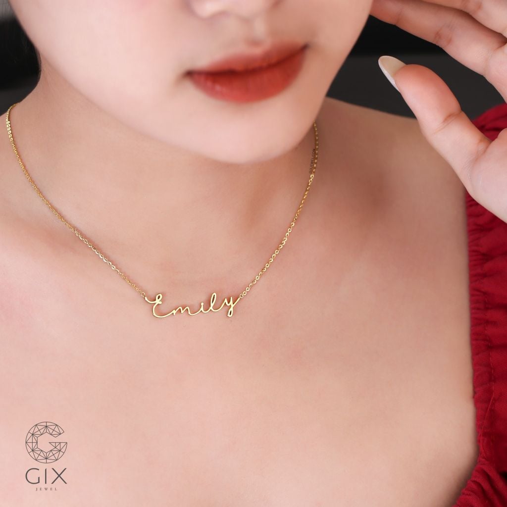  Vòng cổ có chữ tên mình handmade vàng 18k bạc cho nam nữ sợi mảnh nhỏ Gixjewel 