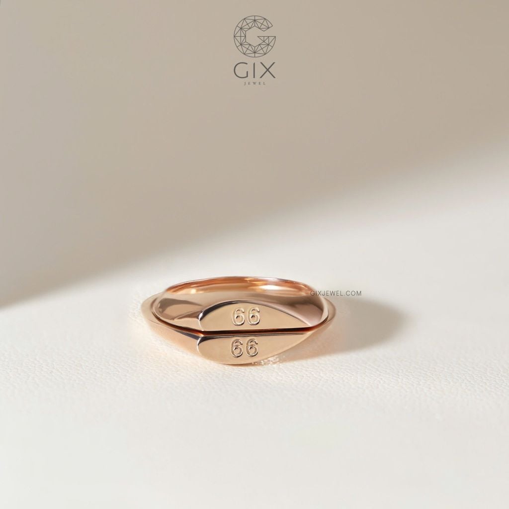  Nhẫn cưới vàng 10K signet ring độc đáo khắc chữ - GCR25050083 