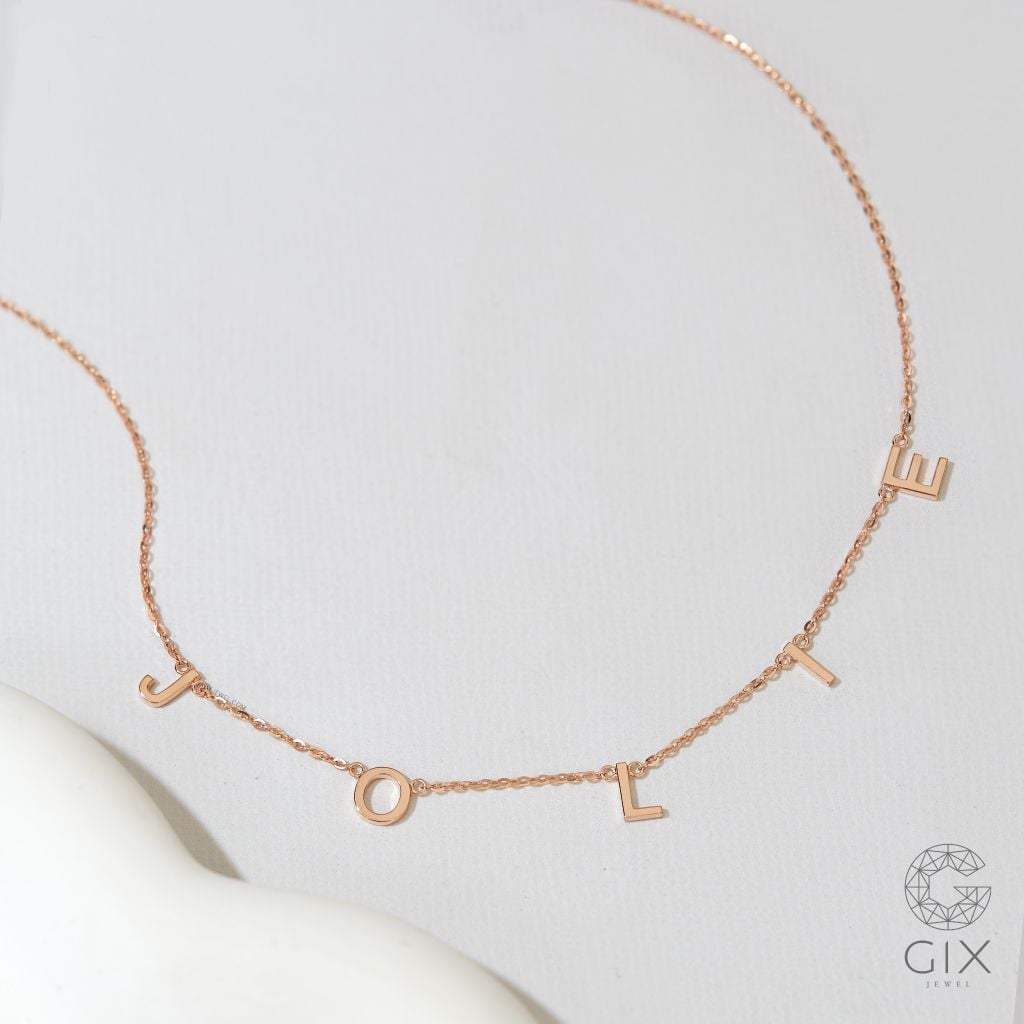  Vòng cổ vàng tây nam nữ mặt chữ theo tên đeo cổ đính đá cao cấp Gixjewelry 