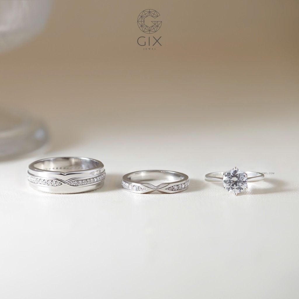 Cặp nhẫn cưới vàng 18k vô cực đính kim cương Gix Jewel - GCR25050063