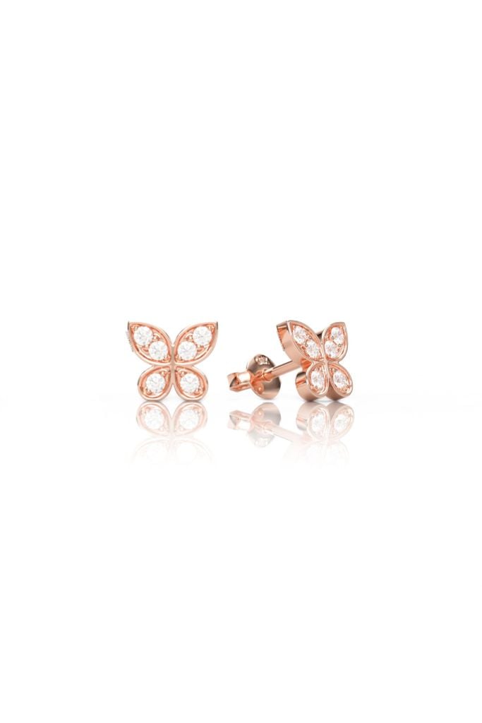  Hoa tai vàng trắng bạc ý 925 đẹp hình bướm đính kim cương tấm Gix Jewel 