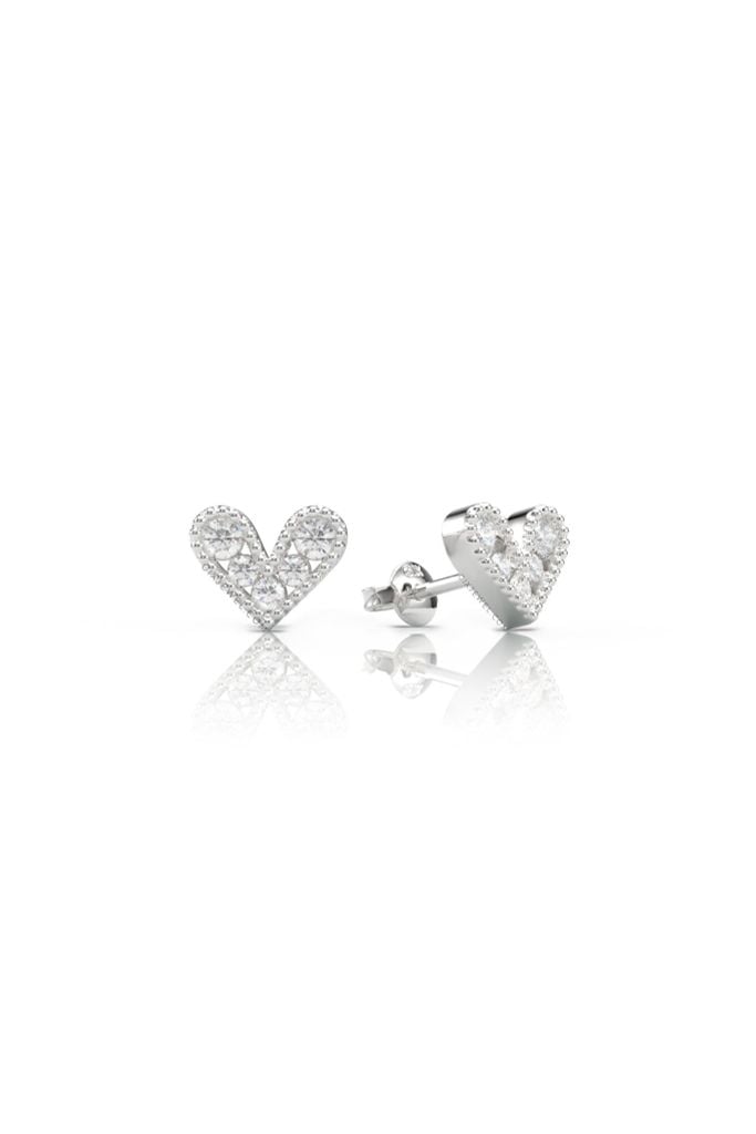  Khuyên tai kim cương vàng trắng bạc ý 925 hình trái tim nhỏ xinh nữ đeo cá tính Gix Jewel 