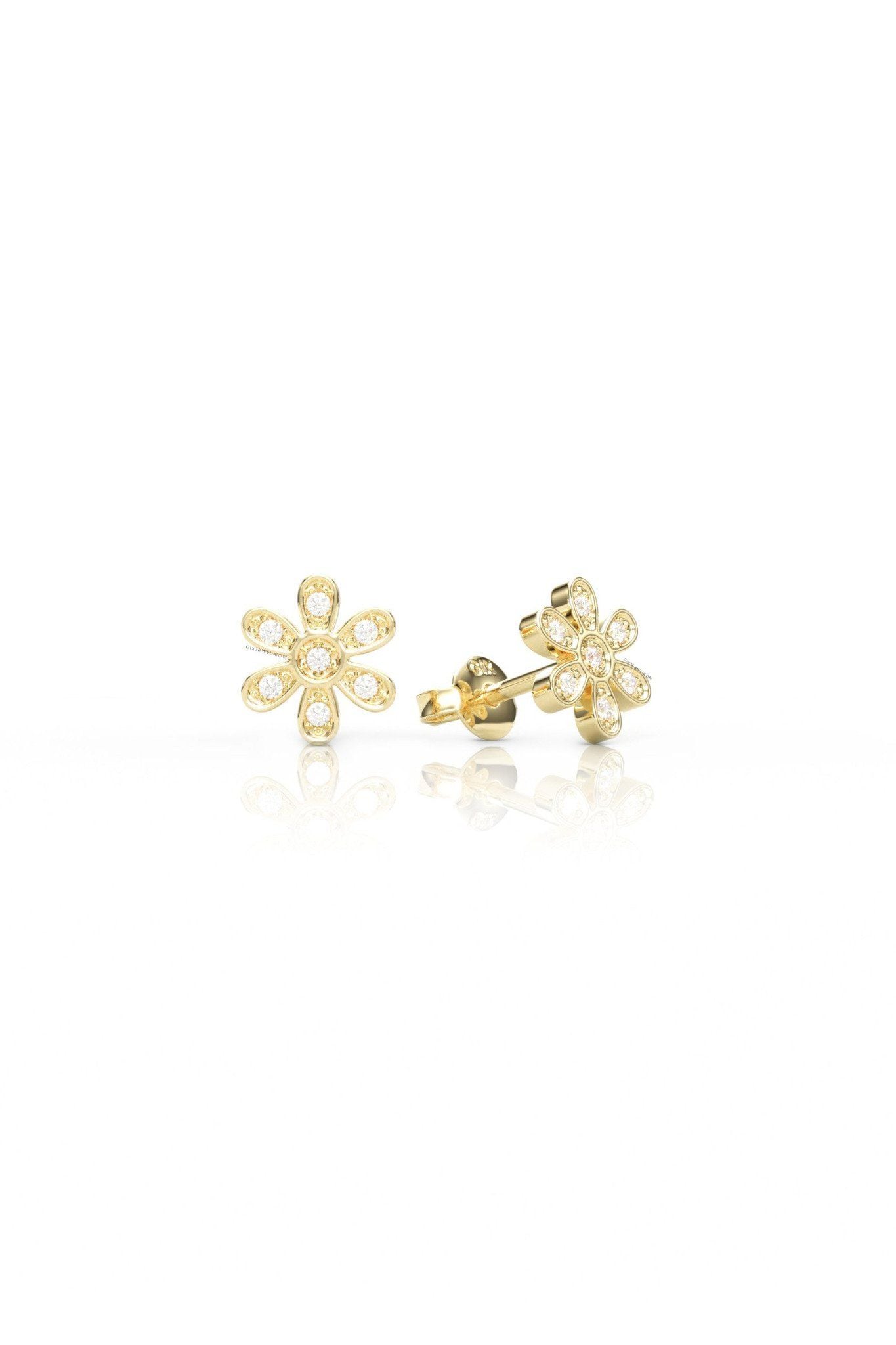 Khuyên tai nữ vàng tây bạc đẹp hình hoa mai đính đá lấp lánh Gix Jewel 